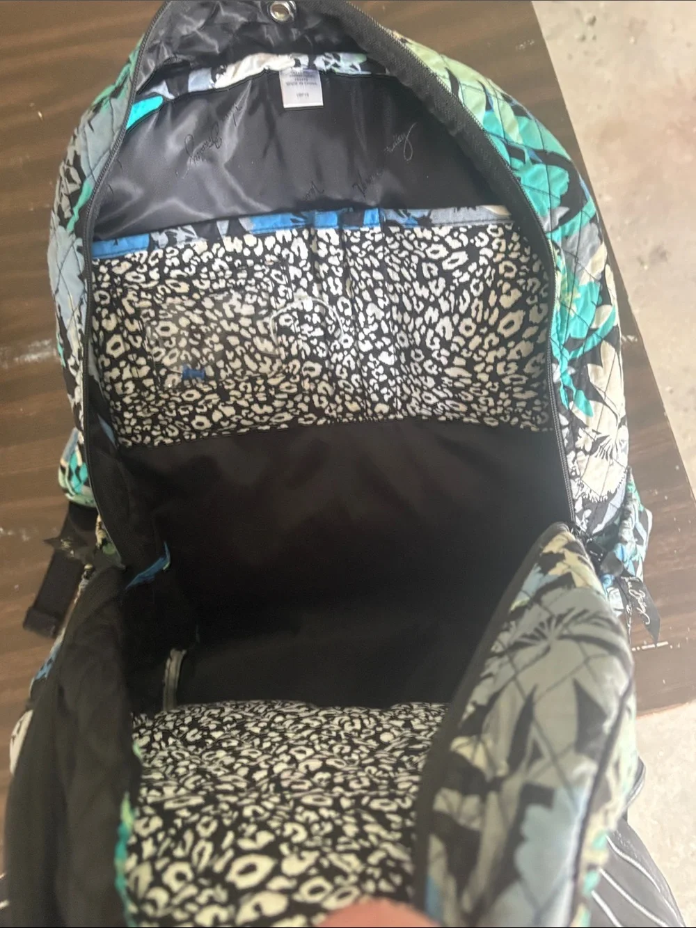Vera Bradley Teal Blue Green Floral Quilted Backpack